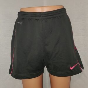 Nike Black and Pink Athletic Shorts Lightweight Curved Hem